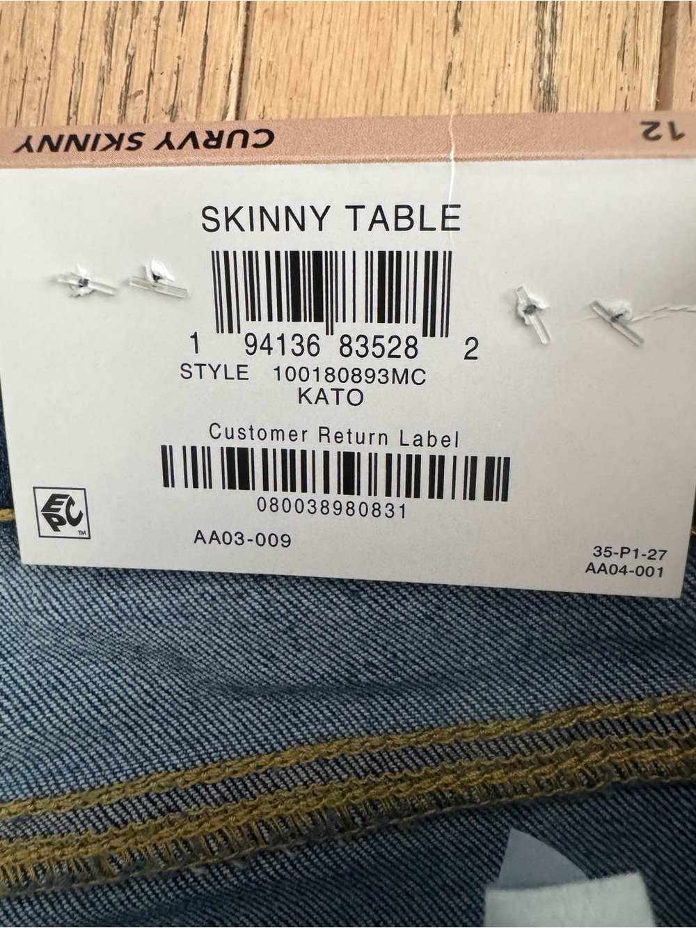 NWT Curvy Skinny Jeans Midrise Slimming Pocket Blue Denim Size 12 - Picture 4 of 6